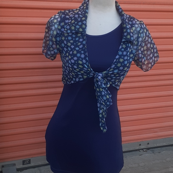 unbranded Other - Girls Navy Sleeveless dress Floral crop jacket 16  Kids